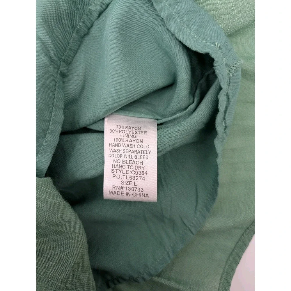 Umgee Green Embroidered Tunic Dress Flutter Sleeve Size L Boho Hippie Festival - Picture 4 of 11